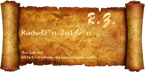 Radván Zalán névjegykártya
